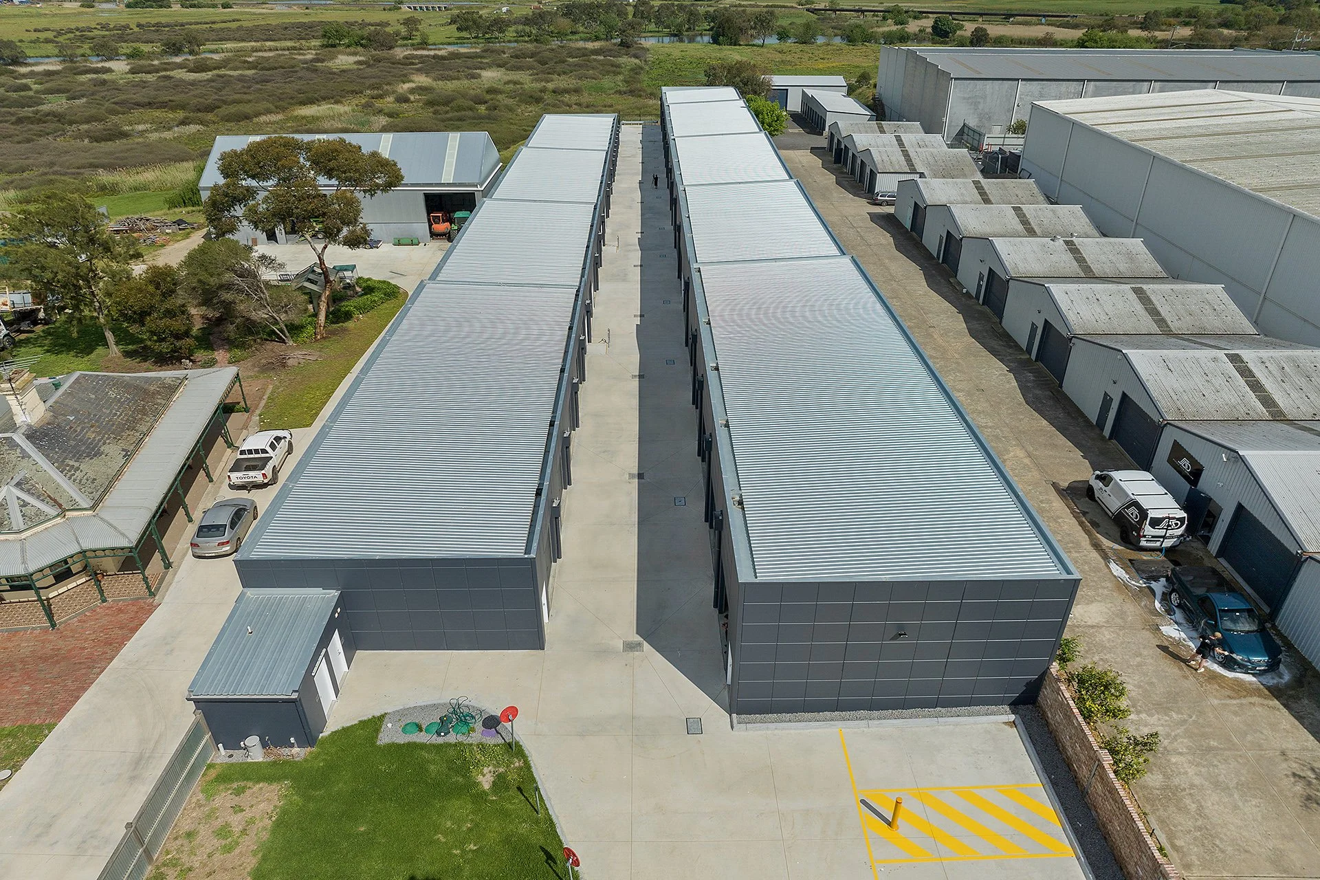 Aerial view of the AlterSpaces Breakwater storage complex, Breakwater Geelong
